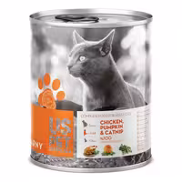 کنسرو گربه بالغ مرغ و کدوتنبل و سنبل الطيب برند us pet یو اس پت 800 گرمی