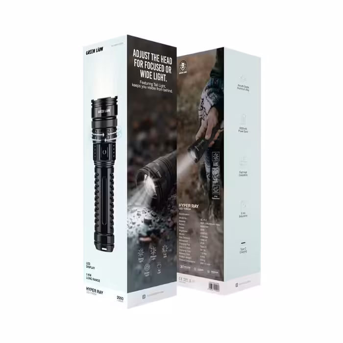 چراغ قوه گرین لاین 2000 لومن مدل GL-FL2 (فروش عمده و تک)