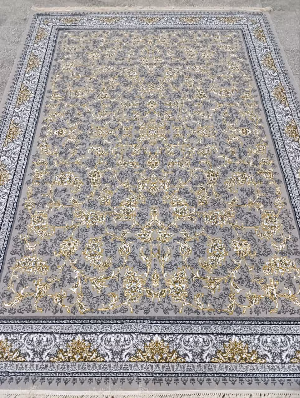 فرش ماشینی 12متری کاشان نقشه نگارنقره ایی(ارسال رایگان)