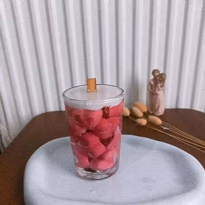 شمع شیشه ای قلب