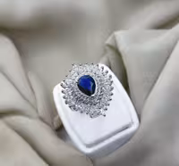 انگشتر یاقوت کبود جواهری نقره زنانه کد 10706