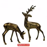 گوزن جفتی برنجی برنزی قلم دست سایز 12 اینچ