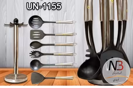 سرویس 7 پارچه کفگیر و ملاقه دسته استیل یونیک UN-1155