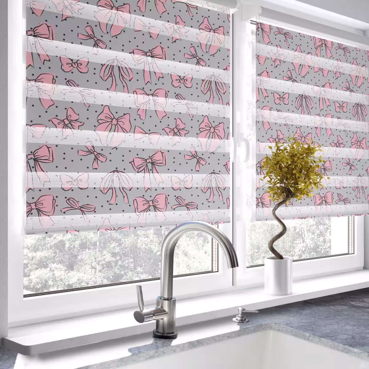 پرده زبرا طرح پاپیون آشپزخانه کد 1764