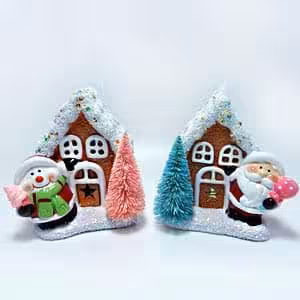 کلبه چراغدار کریسمس مدل بابانوئل و ادم برفی