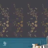 شابلون دیواری شاخه و سنجاقک کد 621