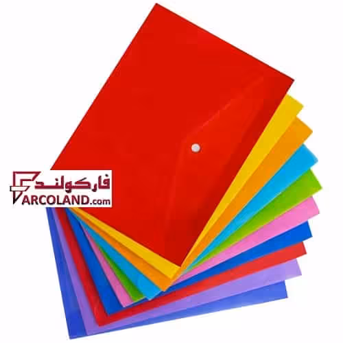 پوشه دکمه دار سایز A4 مدل پاکت جنس پلاستیکی