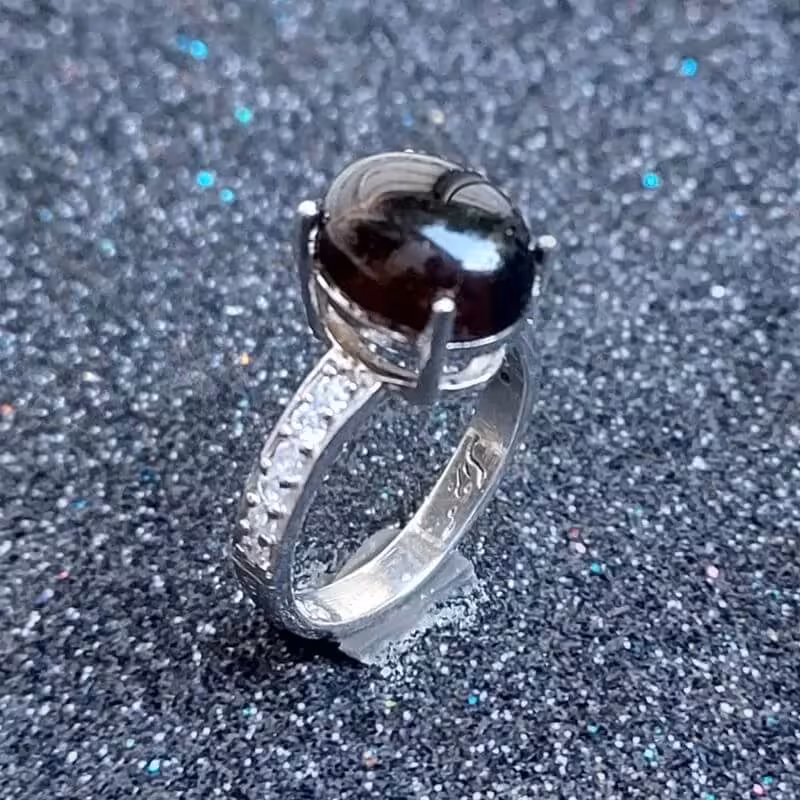 انگشتر نقره زنانه اسموکی کوارتز (دودی) طبیعی ساده و جذاب آقابزرگ کد 573