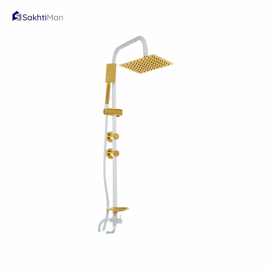 علم دوش حمام یونیورست دوکاره سفید طلایی مدل فلت