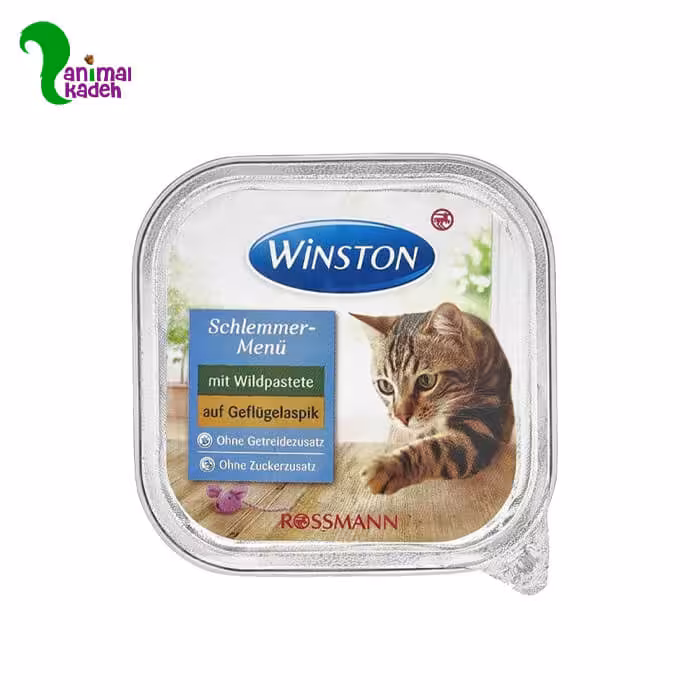 ووم وینستون گربه با طعم گوشت گوزن و مرغ شکاری 100 گرمی