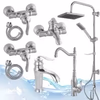 مجموعه 8تکه بامبو کروم مات به همراه علم دوش رسوبگیر اتومات