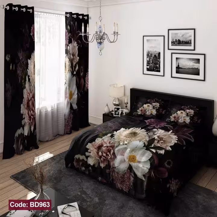 روتختی مشکی طرح گل کد BD963