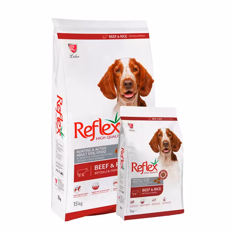 غذای خشک سگ پر انرژی بالغ رفلکس با طعم گوشت Reflex High Energy Adult Dog Food with Beef وزن 15 کیلوگرم