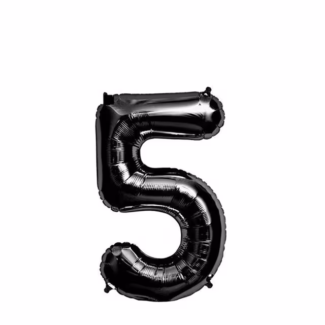بادکنک فویلی عدد 5 مشکی 32 اینچی