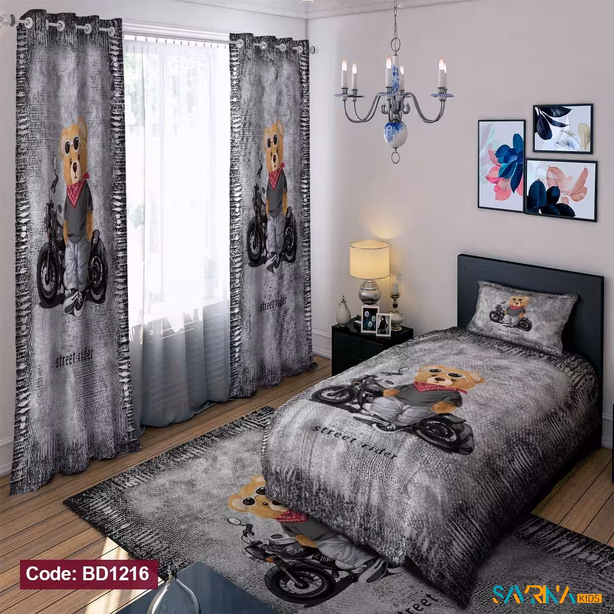 ست اتاق خواب پسرانه طرح تدی موتورسوار کد BD1216