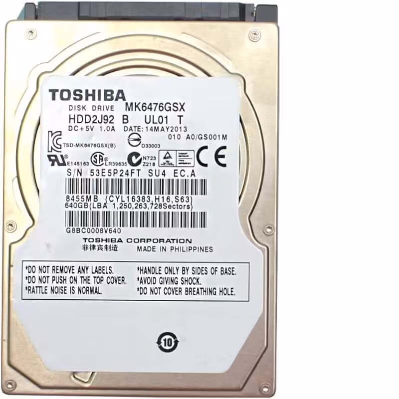 هارد لپ تاپ برند توشیبا ظرفیت 640 گیگابایت با گارانتی 1 ساله
