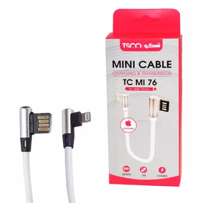 کابل شارژ و دیتا Power Bank آیفون مدل TC MI 76 تسکو (زاویه 90 درجه)