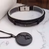 ست دستبند و گردنبند مشکی ورساچه