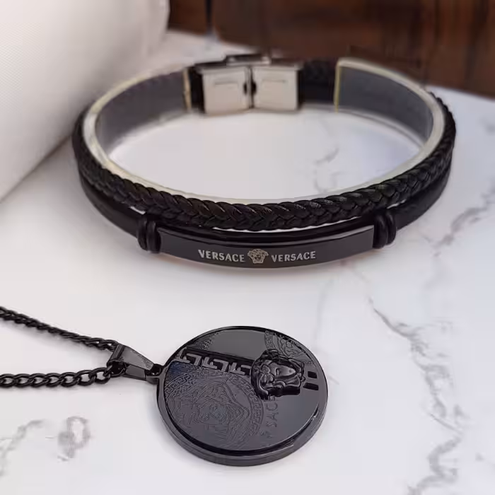 ست دستبند و گردنبند مشکی ورساچه