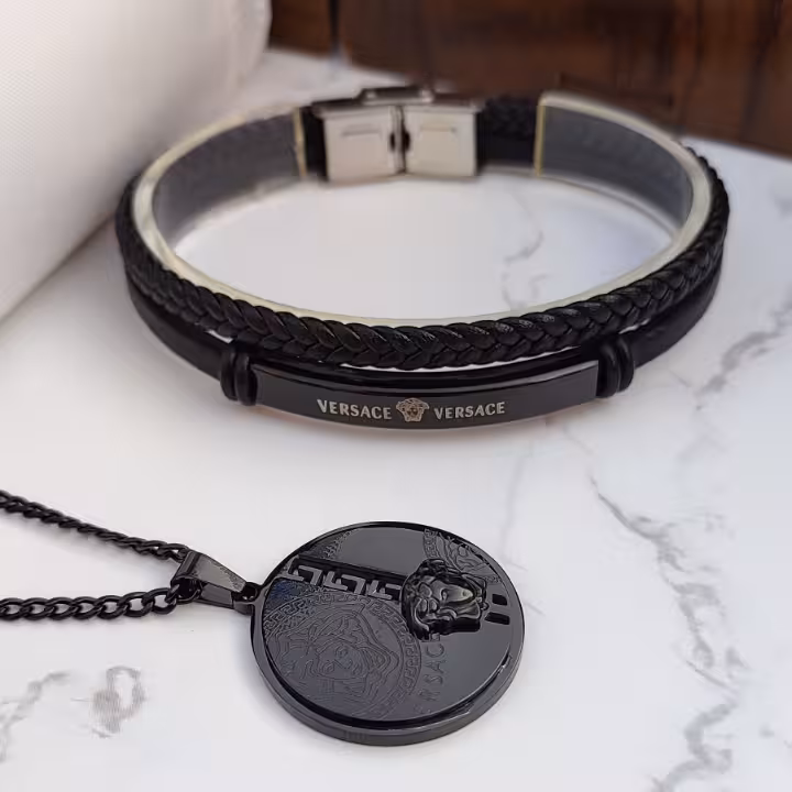 ست دستبند و گردنبند مشکی ورساچه