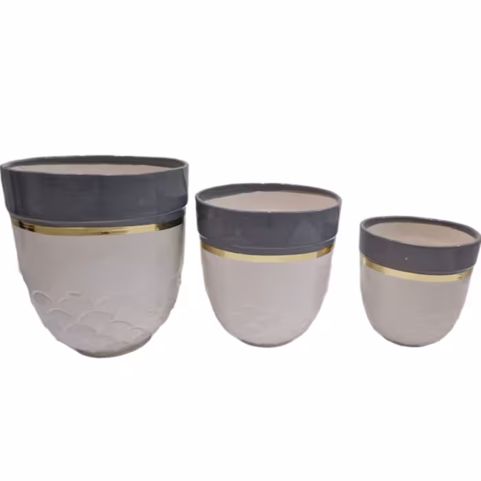 گلدان سرامیکی طرح پولک دو رنگ