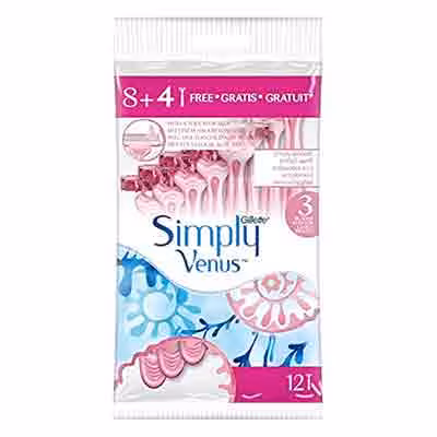 خودتراش 3 تیغه زنانه ونوس ژیلت مدل Gillette Simply Venus بسته 12 عددی