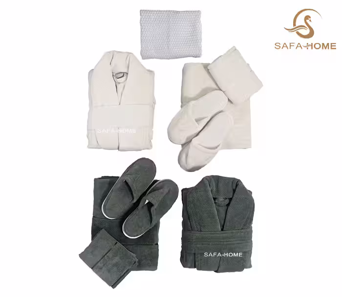 ست حوله دوقلو میکرو سفید و سبز تیره