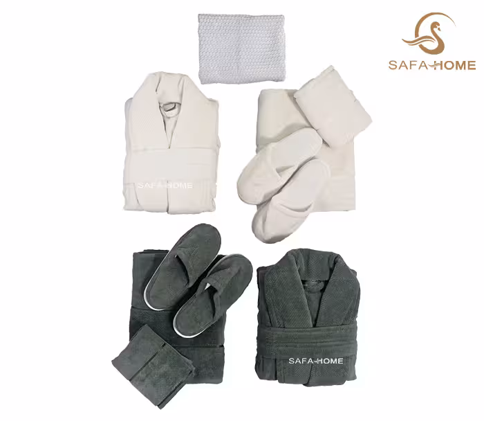 ست حوله دوقلو میکرو سفید و سبز تیره