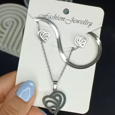 نیم ست ماری با پلاک زنجیر و گوشواره