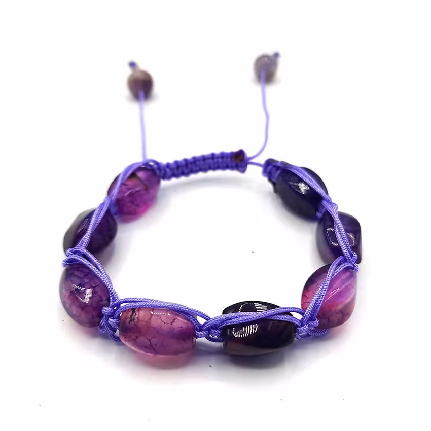 دستبند سنگ عقیق دراگون بنفش کد 310152