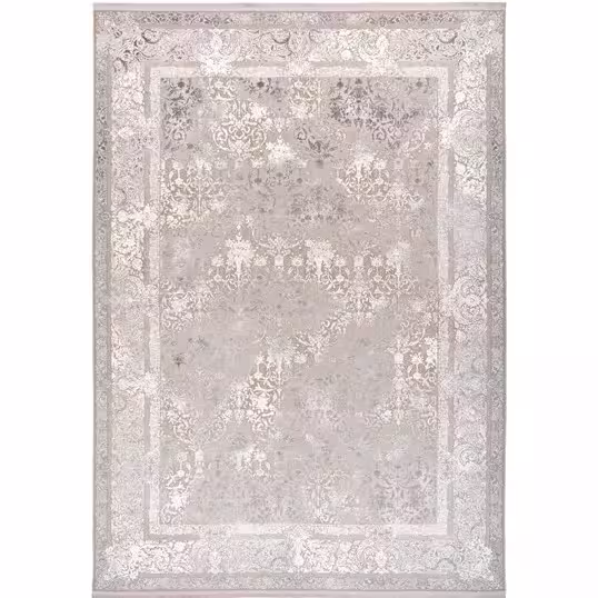 فرش ماشینی طرح 10LA0200 نسکافه ای 1500 شانه گل ابریشم