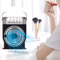 پنکه رومیزی مینی خنک‌کننده Mini Portable Cooling Fan با مه‌پاش و چراغ LED