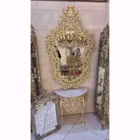 آیینه کنسول تاجدار با روکش برنز و رنگ ثابت