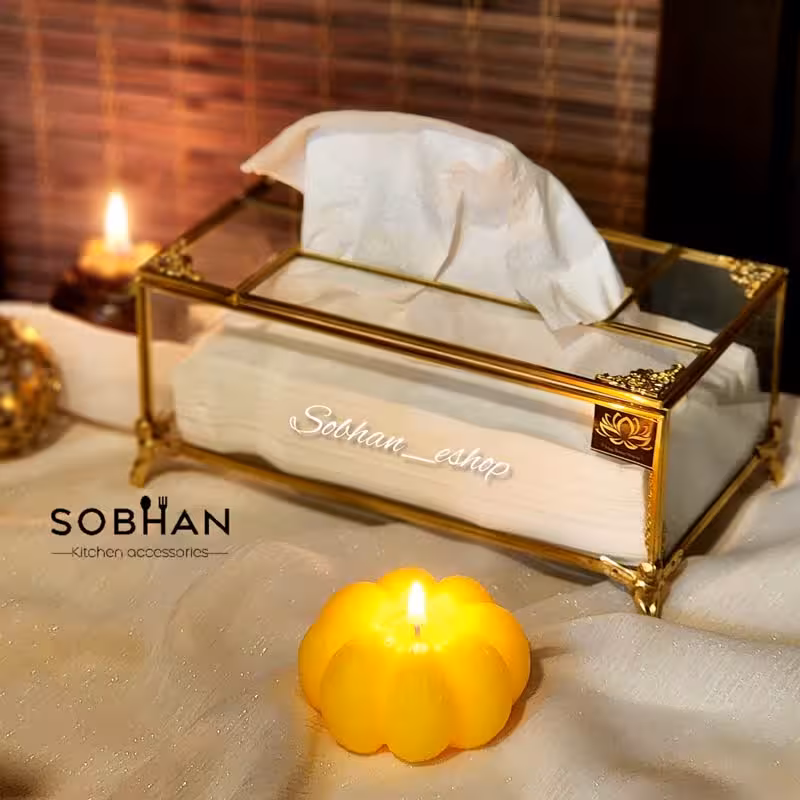 جا دستمال شیشه ای برنجی