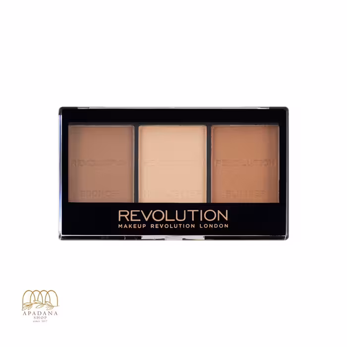 پالت سه کاره رژگونه , هایلایتر و برنزر رولوشن مدل Ultra Light/Med c04