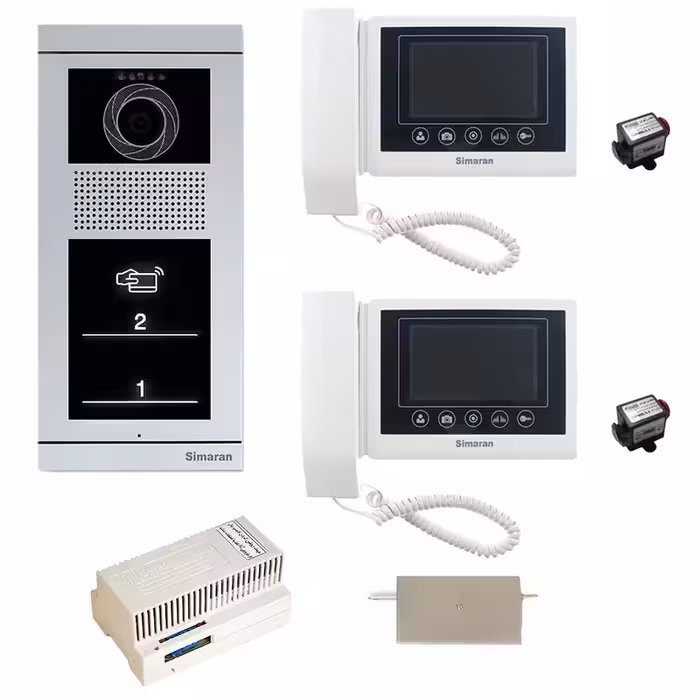 مجموعه دربازکن تصویری سیماران مدل 43TKM-VFBT2 دو طبقه به همراه محافظ ولتاژ مانیتور | چاوه