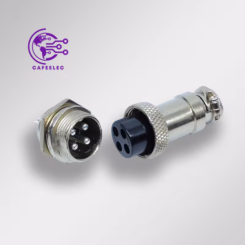 خرید و قیمت کانکتور فلزی نظامی 4 پین قطر 16 میلیمتر GX16( فقط مادگی)