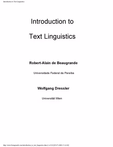خرید و دانلود نسخه کامل کتاب Introduction to Text Linguistics