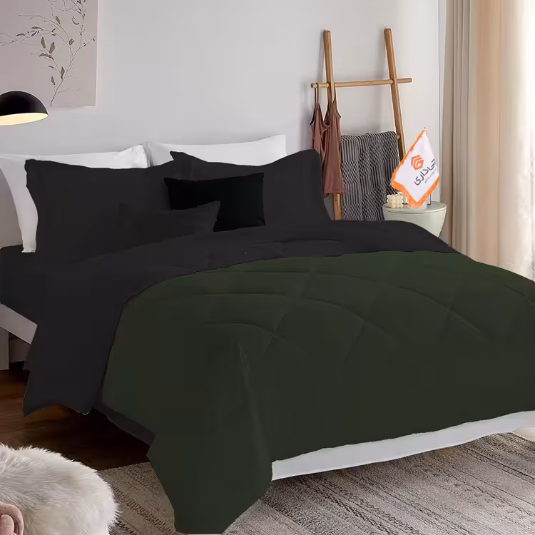 سرویس روتختی دورنگ چیداری یشمی مشکی دونفره چهار تکه