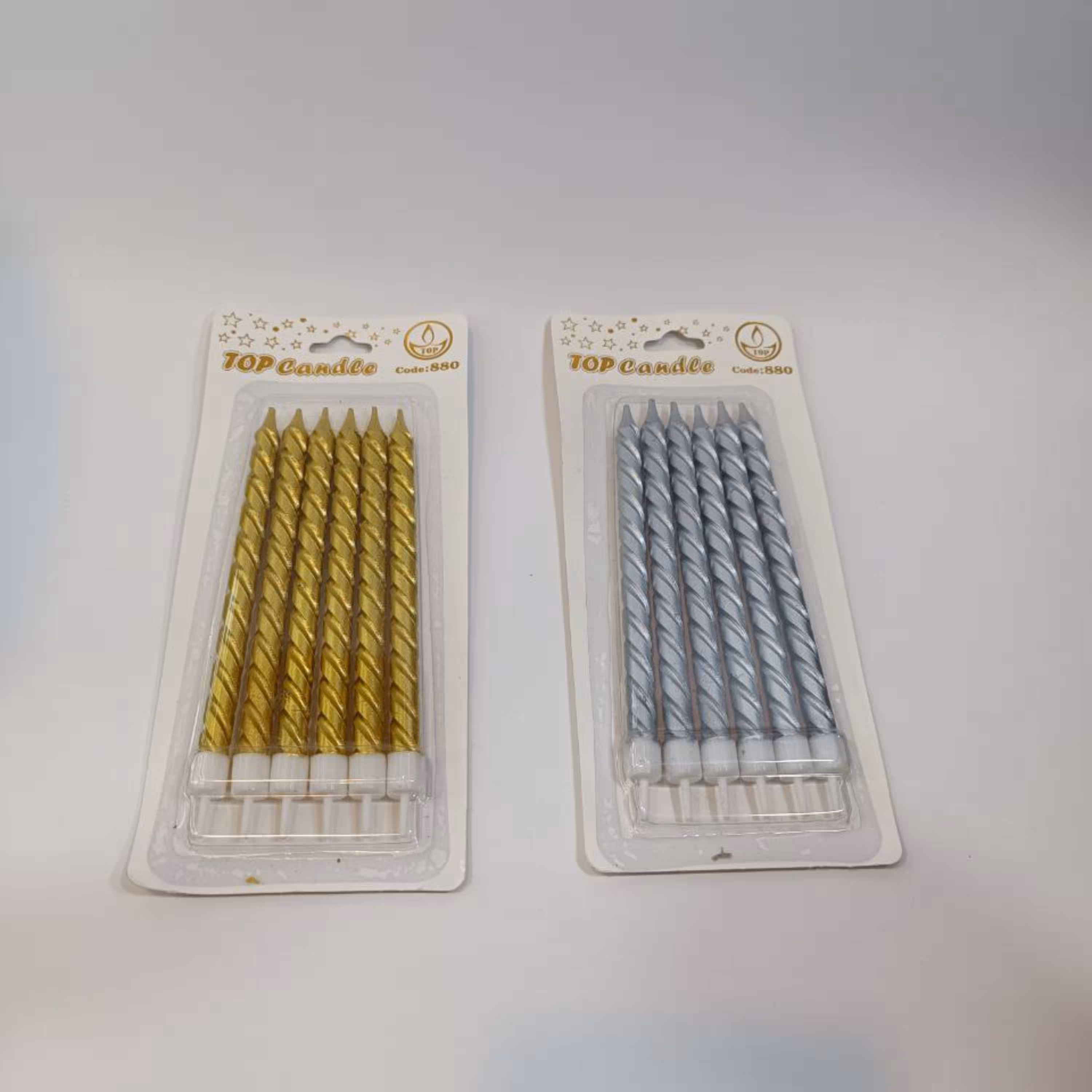 شمع پیچ پیچی پایه دار رو کیکی بسته 6 عددی