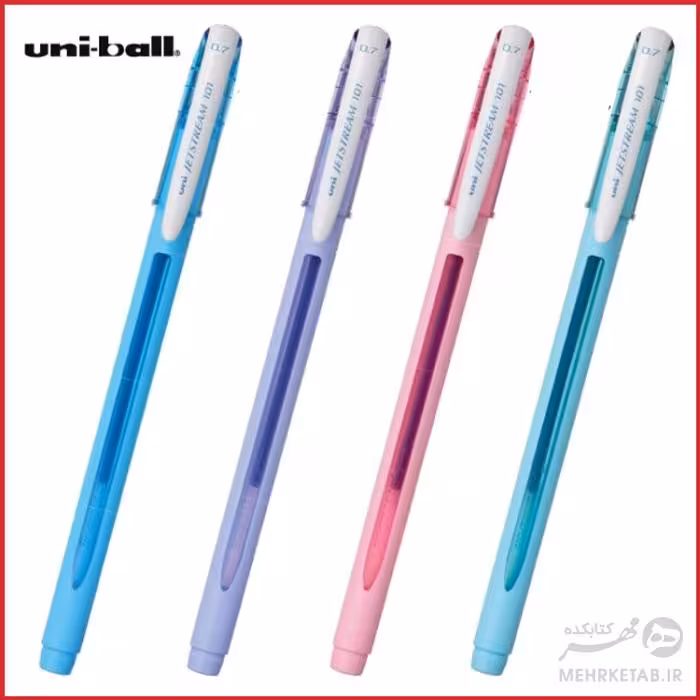 روان نویس یونی بال با رنگ بدنه پاستلی و رنگ نوشتار آبی مدل جت استریم Uni-ball pastell body Jetstream 101 Ball Point Pens