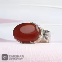 انگشتر عقیق سرخ یمنی افقی طرح آذری