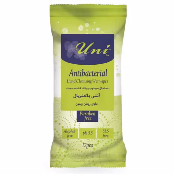 دستمال مرطوب و پاک کننده دست آنتی باکتریال یونی 12 عددی