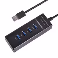 هاب 4 پورت کلید دار LED دار USB30 با کابل 30 سانتی پک آبی