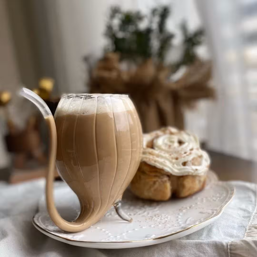 لیوان شربت خوری نی دار طرح کدو