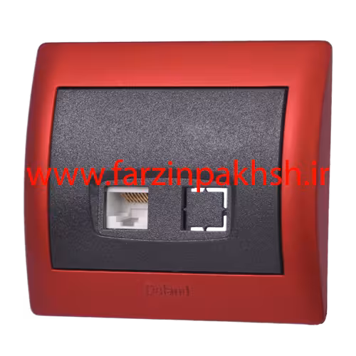 پریز تک سوکت تلفن دو خط توکار دلند مدل آریا با قاب رنگی