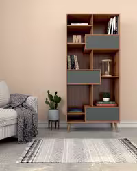 کتابخانه ام دی اف طوسی قهوه ای با روکش ضد خش مدل L.008