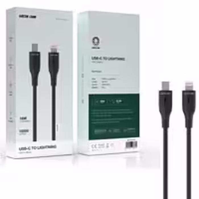 کابل شارژ پاوربانکی Green Lion USB-C TO  Lightning PVC Cable 30 CM
