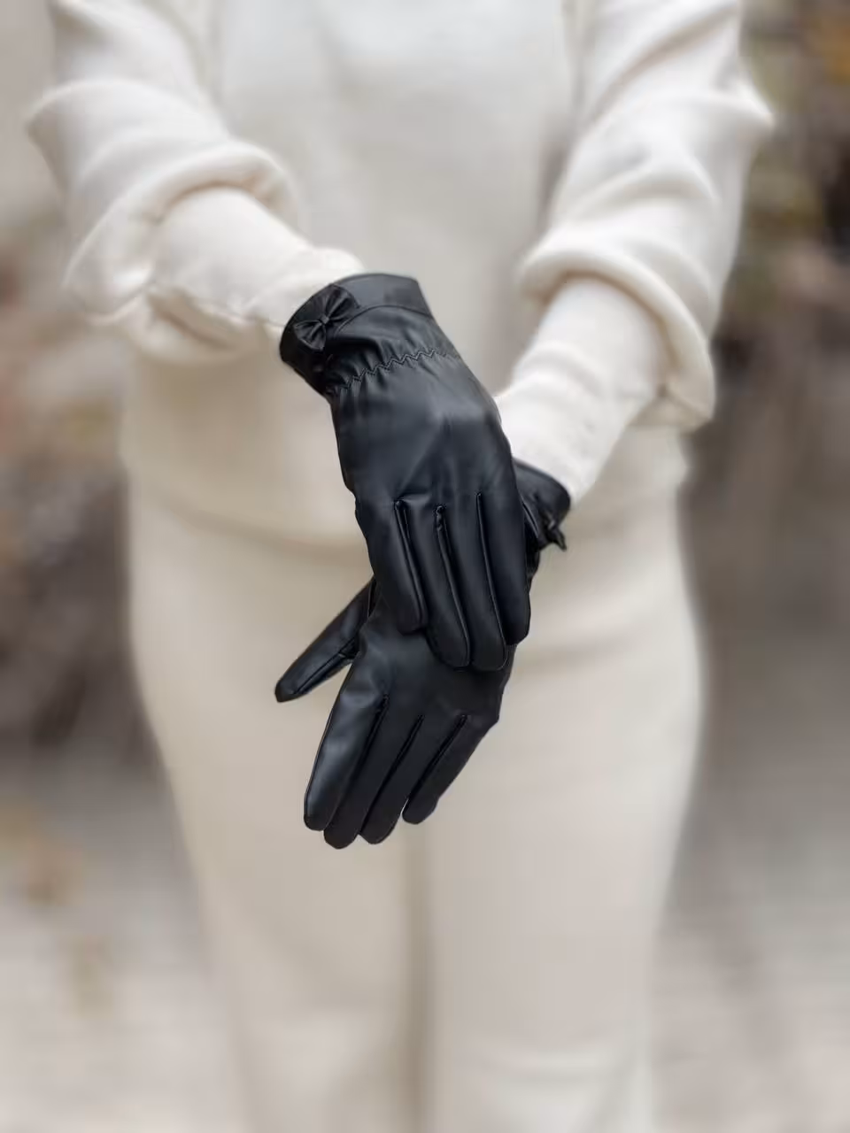 دستکش تمام چرم پاپیون