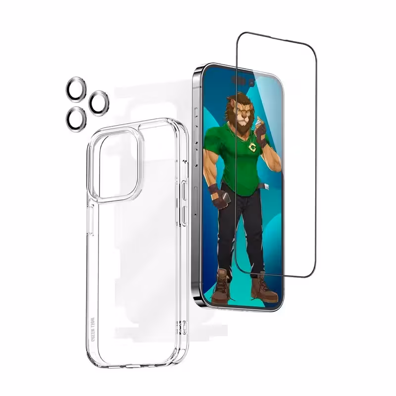 محافظ صفحه نمایش گرین مدل 4in1 مناسب برای گوشی موبایل اپل iPhone 14 Pro Max به همراه محافظ پشت گوشی و محافظ لنز و کاور